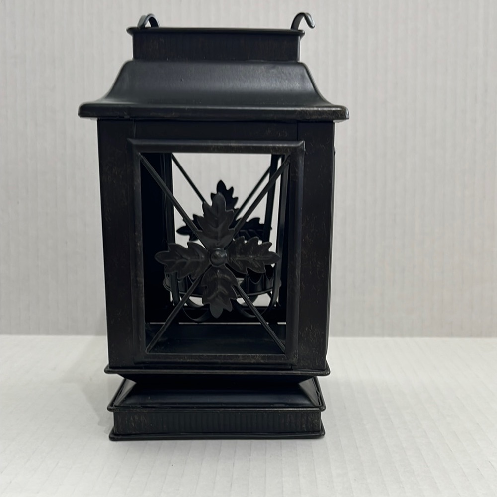 NWT Bath and Body Sleek Black Lantern with Intricate Cutouts